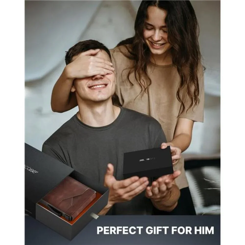 Tactical Wallet for Men Card Holder Pop Up Card Case Genuine Leather Slim